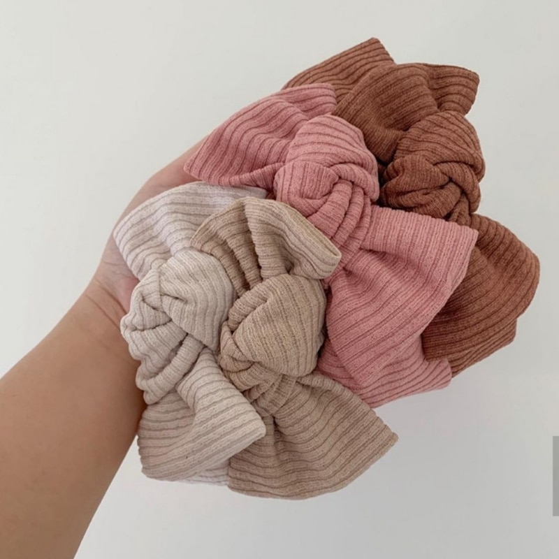 New Design Baby Hair Bows Knitted Stretchy Newborn Girls Headbands Princess Baby Head Wear Infant Hair Accessories