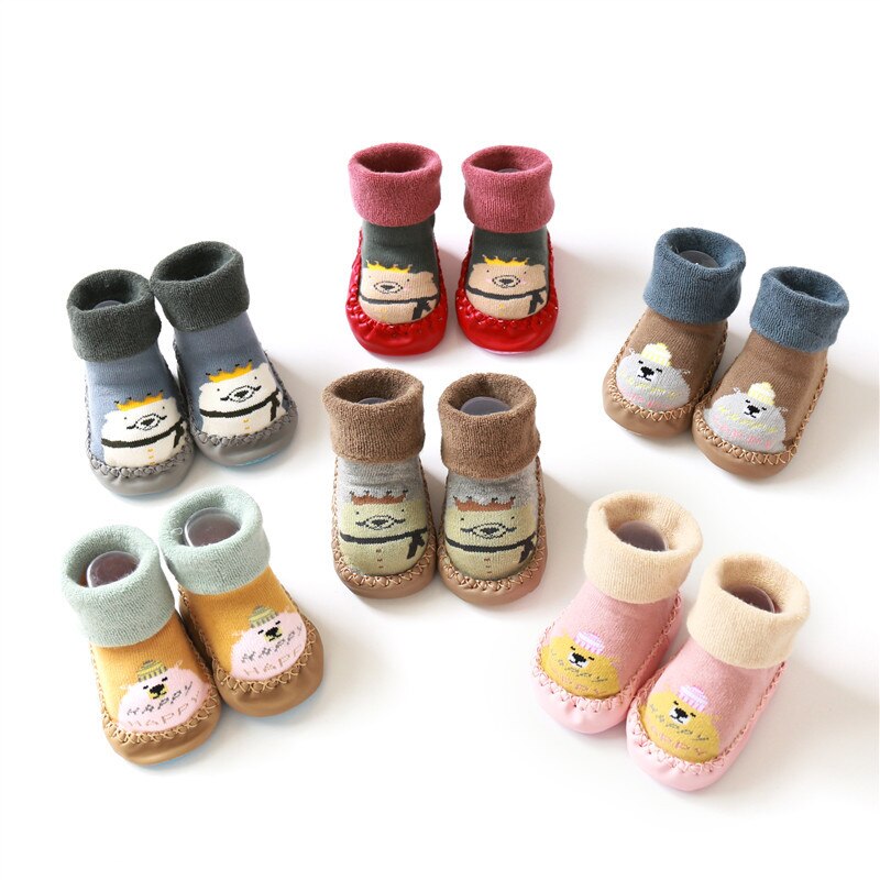 Wecute Autumn and Winter Baby Socks Thicker Loops for 0-3years Newborn Kids Floor Warm Socks Anti-slip Sole Toddler Footwear