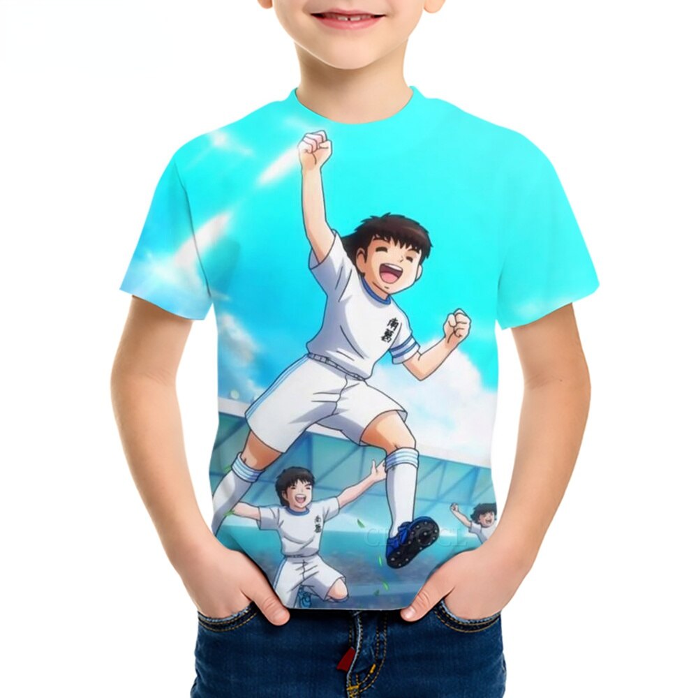 CLOOCL Kid T-shirt Anime Captain Tsubasa Cartoon 3D Pattern Tees Boy Girl Short Sleeve Fashion Daughter Costume Funny Child Tops
