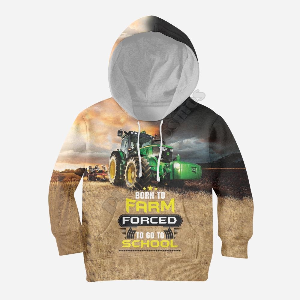 Born To Farm Forced To Go To School 3d printed Hoodies kids zipper hoodies boy For girl funny Sweatshirt Tracksuit/ t shirt