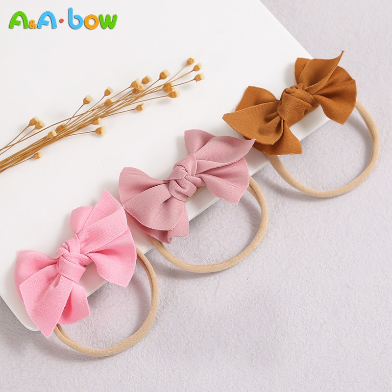 1pcs Bowknot Headbands for Baby girls Solid Cute Elastic Nylon Bow Headband New Toddler Girls Hair Accessories