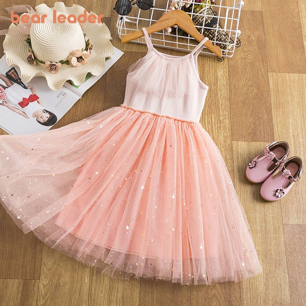 Bear Leader Baby Girls Dresses for Party Wedding Summer 2022 Toddler Kids Girls Dresses Sequins Children's Party Princess D