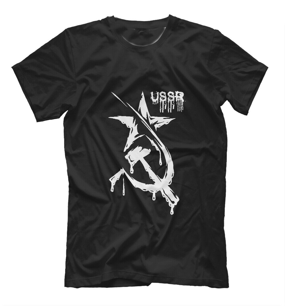 Russia Soviet Sickle Hammer Pentagram CCCP USSR T-Shirt. Summer Cotton Short Sleeve O-Neck Mens T Shirt New S-3XL