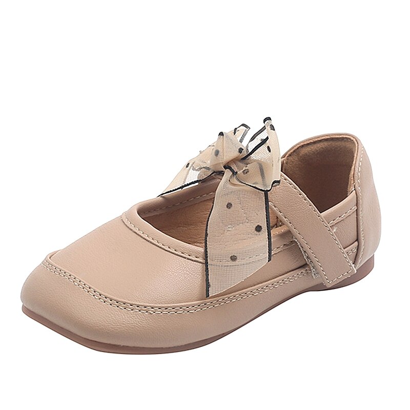 13.5-18.5cm Cute Lace Bowtie-knot Girls Dress Shoes For Party Wedding,Solid Sqaure Toe Comfortable School Shoes Kids Womon Flats
