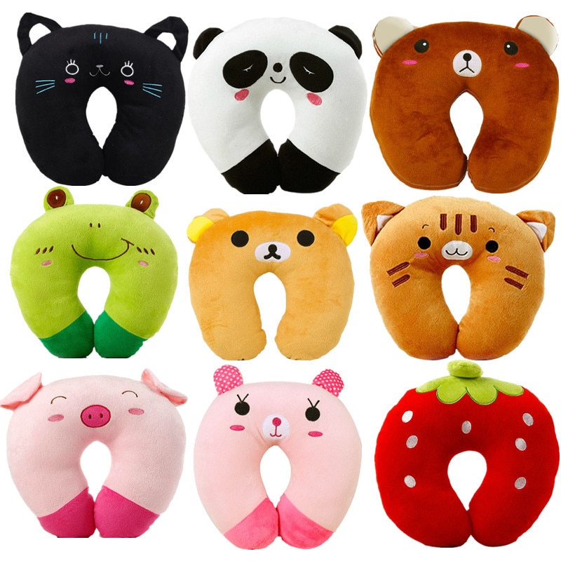 Fluffy and soft U-shaped neck pillow for children and adults, cute cushions to protect the neck when sleeping, in the office or