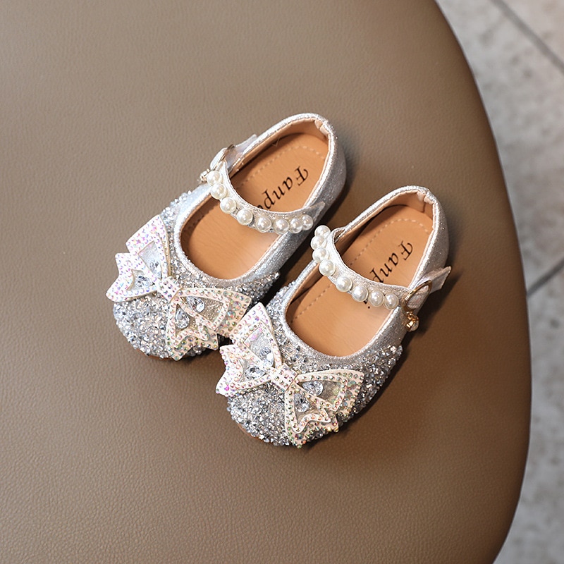 Fashion 2021 Kids Princess Shoes Girl Leather Party Dance Mary Jane Shoes Pink Silver round-Toe Big Girls' Child Shoe