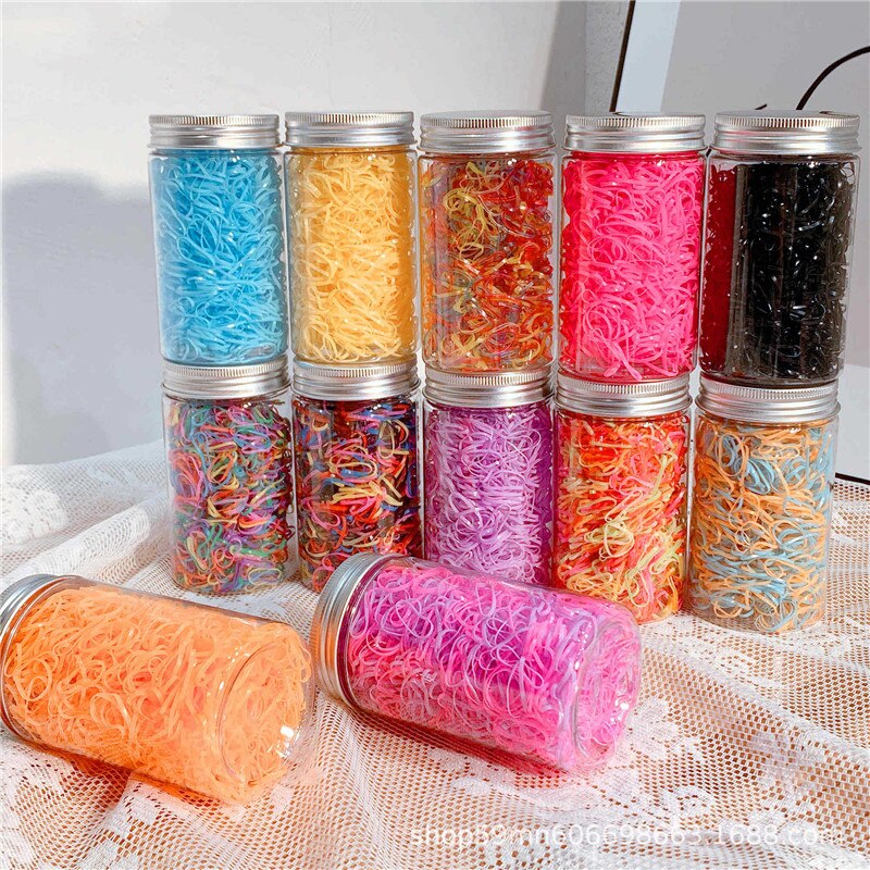 1000Pcs/Pack Colorful Small Disposable Hair Bands Scrunchie Girls Elastic Rubber Band Ponytail Holder Hair Accessories Hair Ties