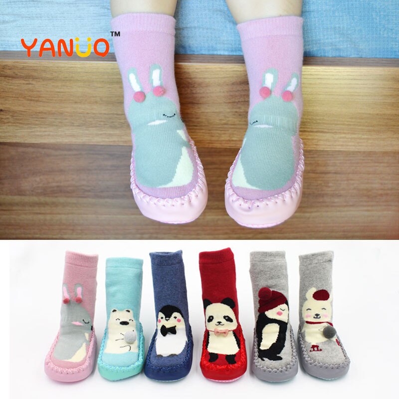Newborn Baby Socks Toddler Indoor Sock Shoes Winter Thick Terry Cotton Baby Girl Sock with Rubber Soles Infant Animal Funny Sock