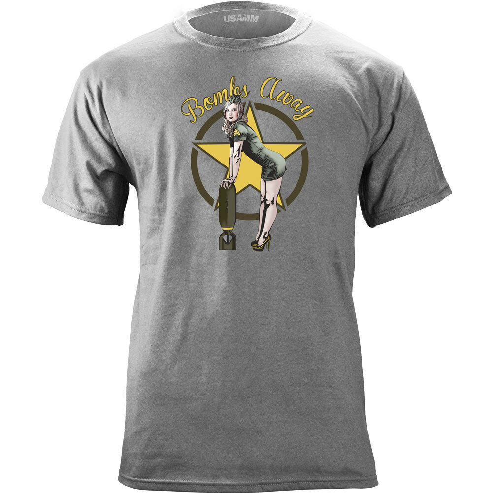 Bombs Away. Pin Up Vintage Graphic Printed T-Shirt. Summer Cotton Short Sleeve O-Neck Mens T Shirt New S-3XL