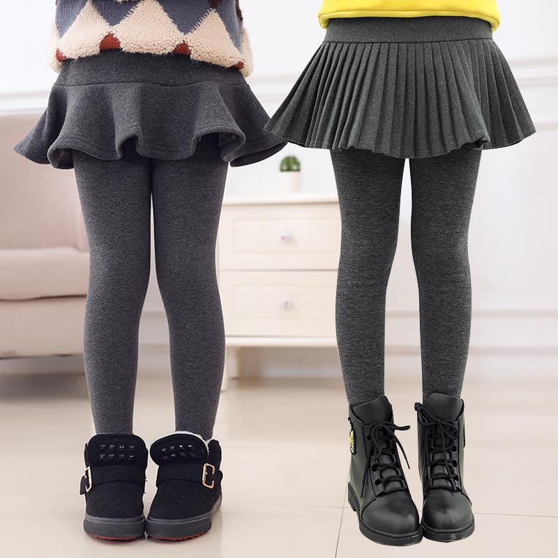 Kids Cotton Leggings for Girls Fleece Culottes Winter Children Clothing Pantyhose Baby Casual Trousers Solid Thick Tights Pants