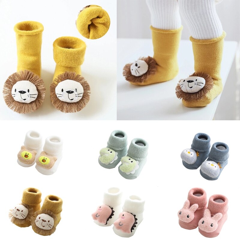 Cute Animal Doll Socks Leg Warmer Socks Anti-slip Cotton Socks for Babies Aged 0-3 Years Baby Socks