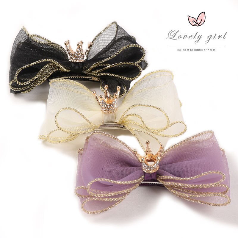 Baby Hair Clips Mesh Bow Crown Children's Hair Accessories Infant Toddler Headwear Kids Girls Birthday Gifts