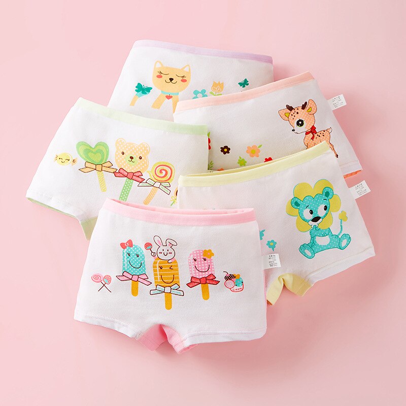 5pcs/lot Children's 2-9Year Girl's underwear Boxer baby shorts pure baby cotton little child Girl big child NK007