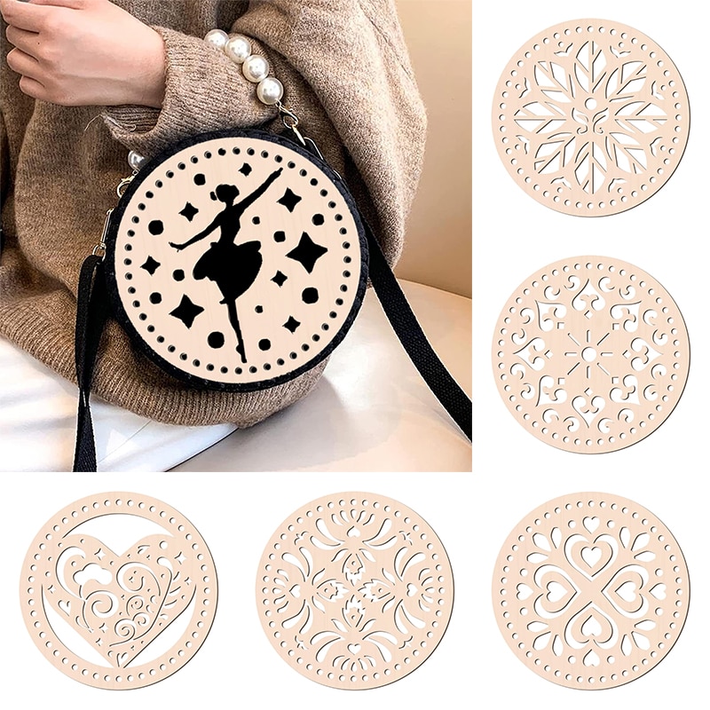 2 stücke Natürliche Holz Korb Boden höhlen häkeln boden korb Für DIY Stickerei tasche weaving