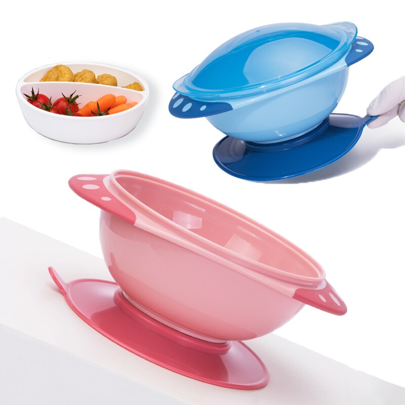 Baby Sucker Bowl Children's Tableware Toddler Learning Dish with Bowl Set Baby Eating Dinnerware Spoon Kids Assist Training