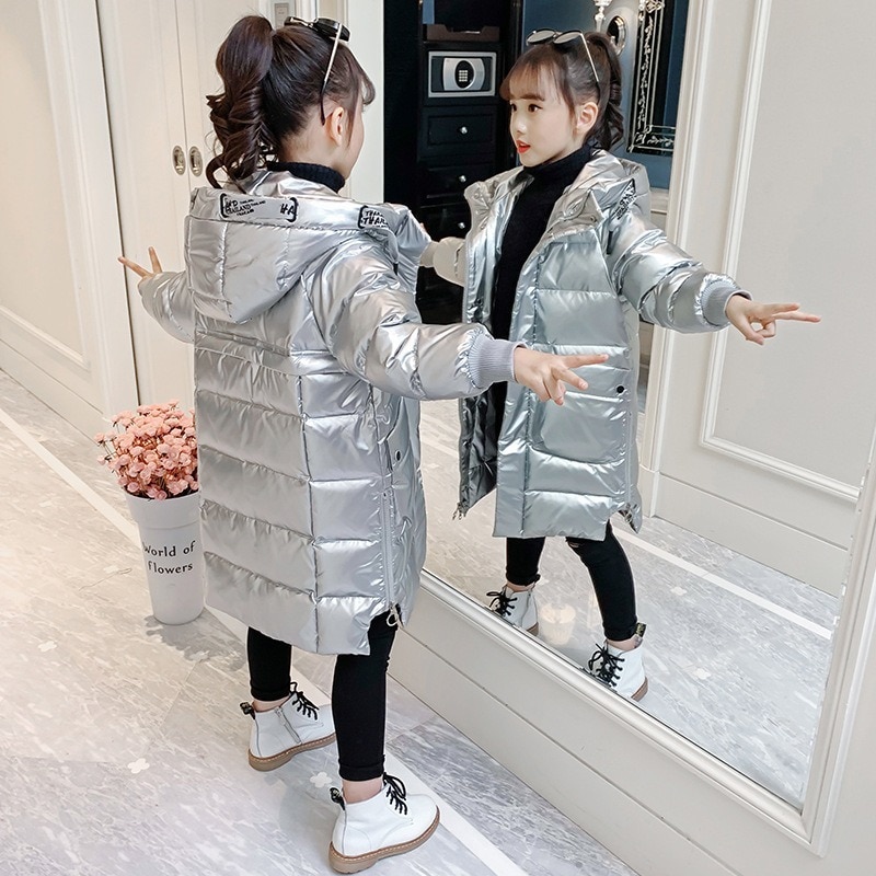 Winter Warm Jackets for Girls Fashion Fur Hooded Children Girls Waterproof Outwear Kids Cotton Lined Parkas