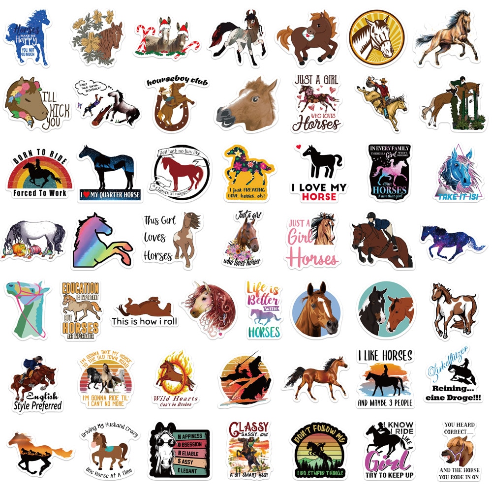 10/50Pcs Horse Riding Stickers For Notebooks Stationery Computer Motivational Sticker Vintage Craft Supplies Scrapbooking