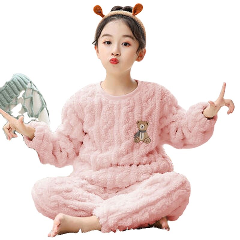 Boy Children's Homewear Winter Warm Kids Flannel DA Slweepwear Teenager Girls Clothes Toddler Nighter Girls Pijamas 2-12T
