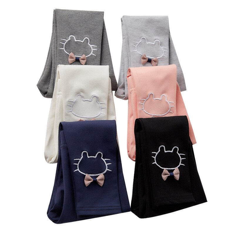 2022 Baby Girl Pants Cartoon Cat Print Cotton Leggings Spring Autumn Children's Skinny Pant Kid Long Trousers
