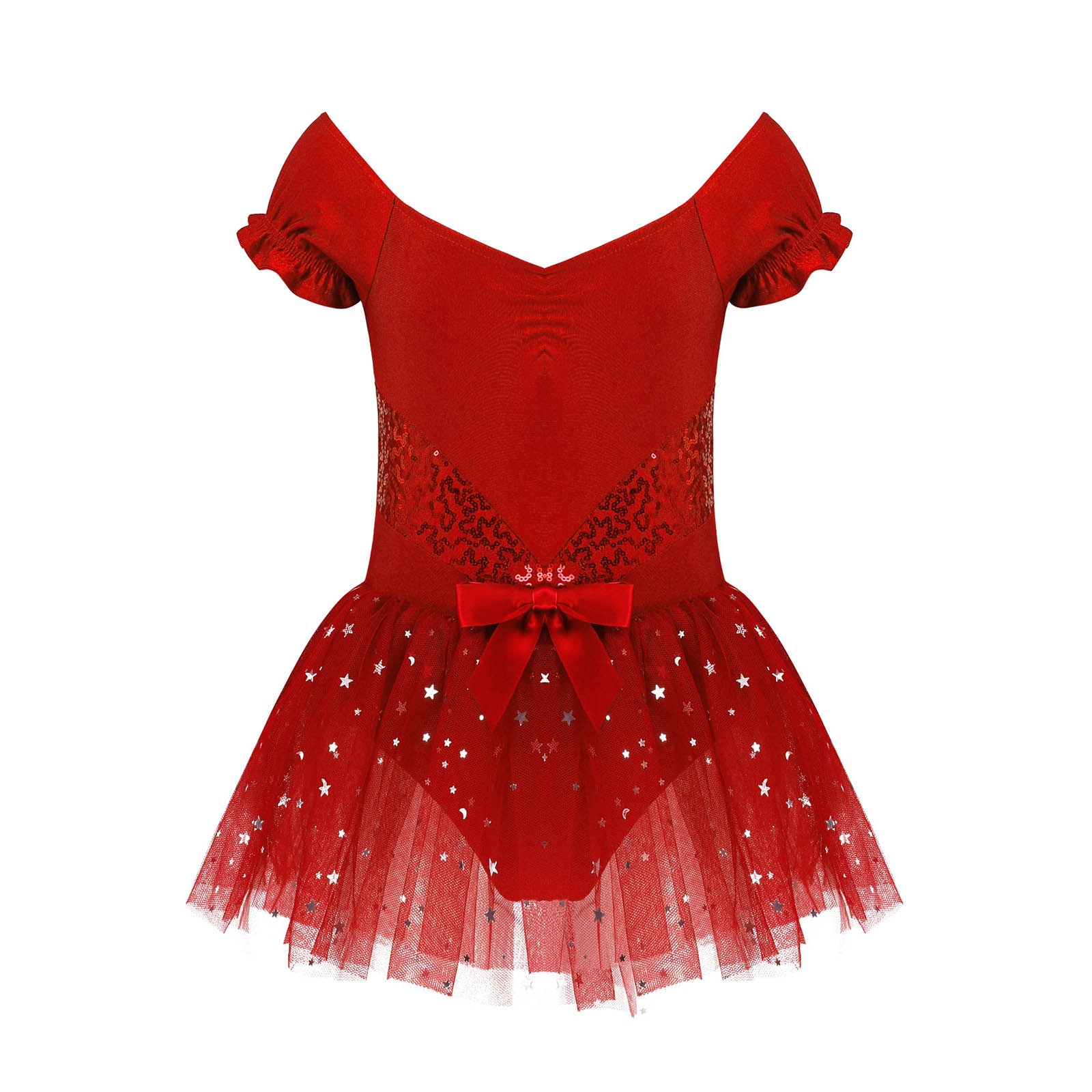 Leotard For Girls Ballet Dance Dress Sequin Short Sleeves Ballet Tutu Dance Dress Gymnastics Costume For Girls Dance Performance