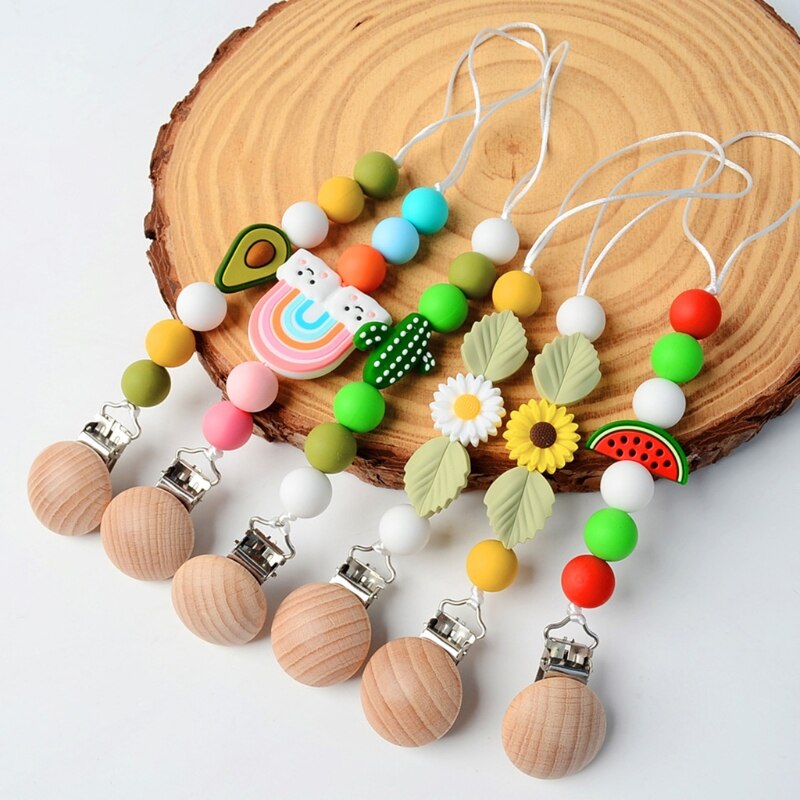 Baby Handmade Pacifier Chain Clip Dummy Nipples Holder Clips Babies Silicone Teething Chain Toy Gifts For Cute Baby Accessories