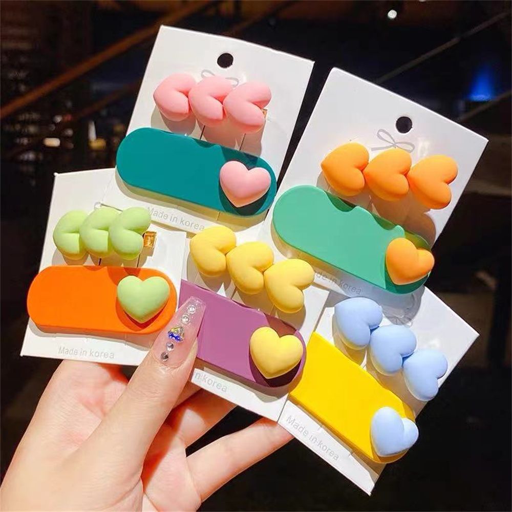 2Pcs Korean Style Hair Pins Baby Girls Hair Accessories Children Hair Grips Barrettes Kid Hairpin Cartoon Heart Shape Hair Wear