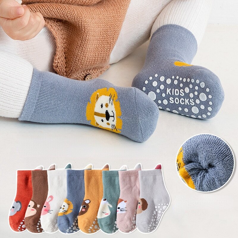 3 Pairs/Lot 0-3T Baby Socks Autumn & Winter Thickening Warm Terry Socks Toddler Kids Anti-slip Floor Socks Newborn Towel Soc