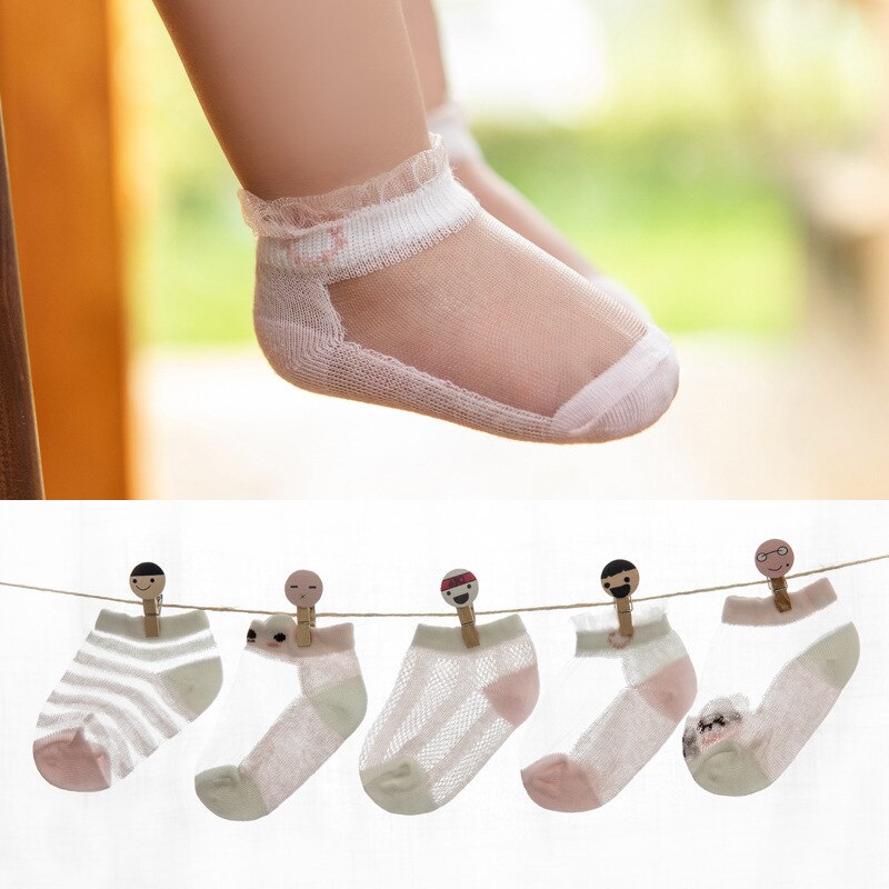 5 Pairs/Lot 0-3T Baby Summer Socks Ultra Thin Mesh Breathable Cotton Socks for Newborns Kids Boy Girl Low Cut Socks Infant Socks