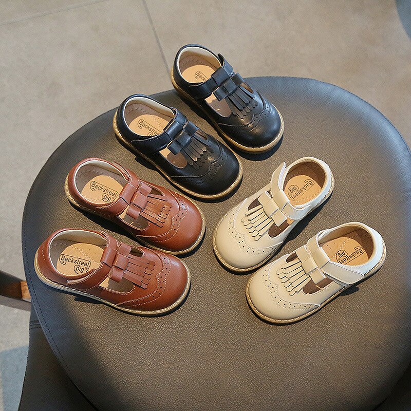 Girls' soft-soled genuine leather British style baby shoes Western style children's spring and autumn shoes