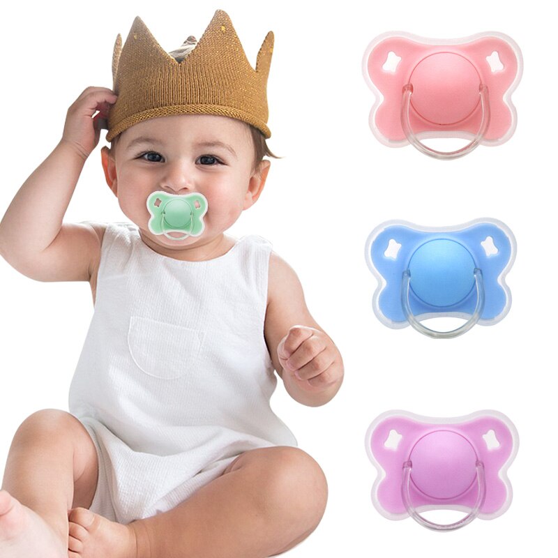 Baby Silicone Pacifier with Transparent Cover BPA Free New Born Soother Round Flat Head Dummy Babies Shower Gifts Infant Nipple