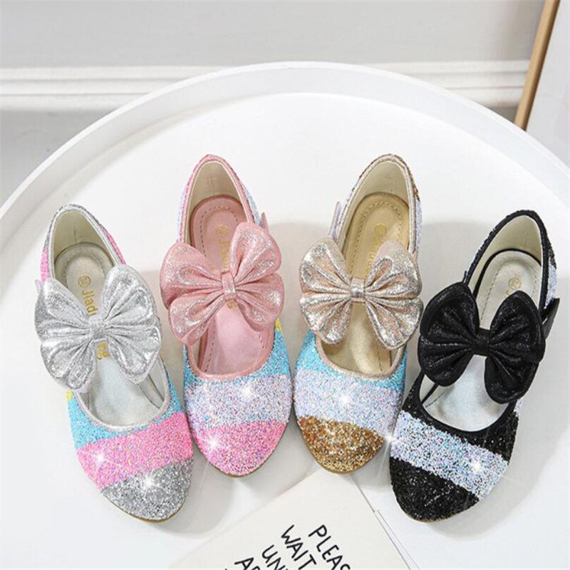 Girls Princess Shoes 2022 Children's fashion Leather Shoes round-Toe Soft-Sole girls Crystal High Heel dance performance Sh