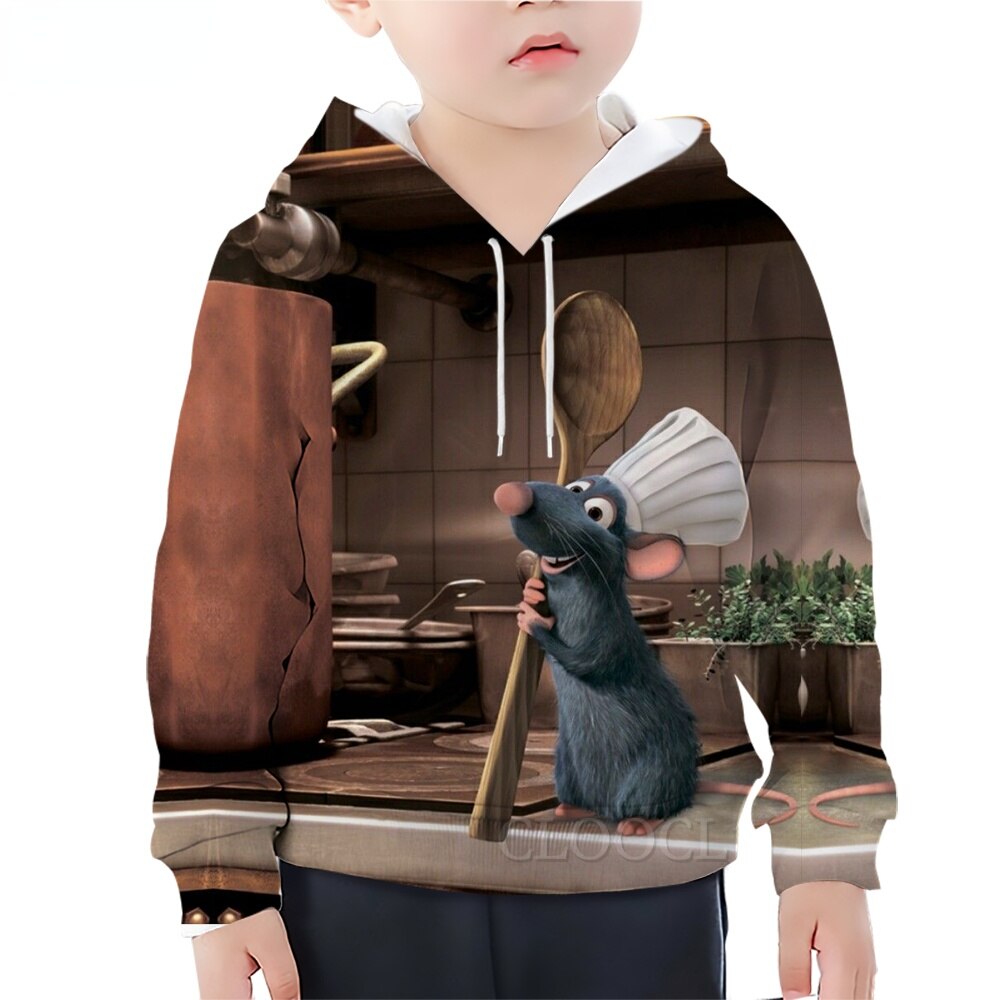 Anime Cartoon Ratatouille Hoodie 3D Printed Child Boy Girl Clothes Fashion Long Sleeve Kids Hooded Pullover Drop Shipping