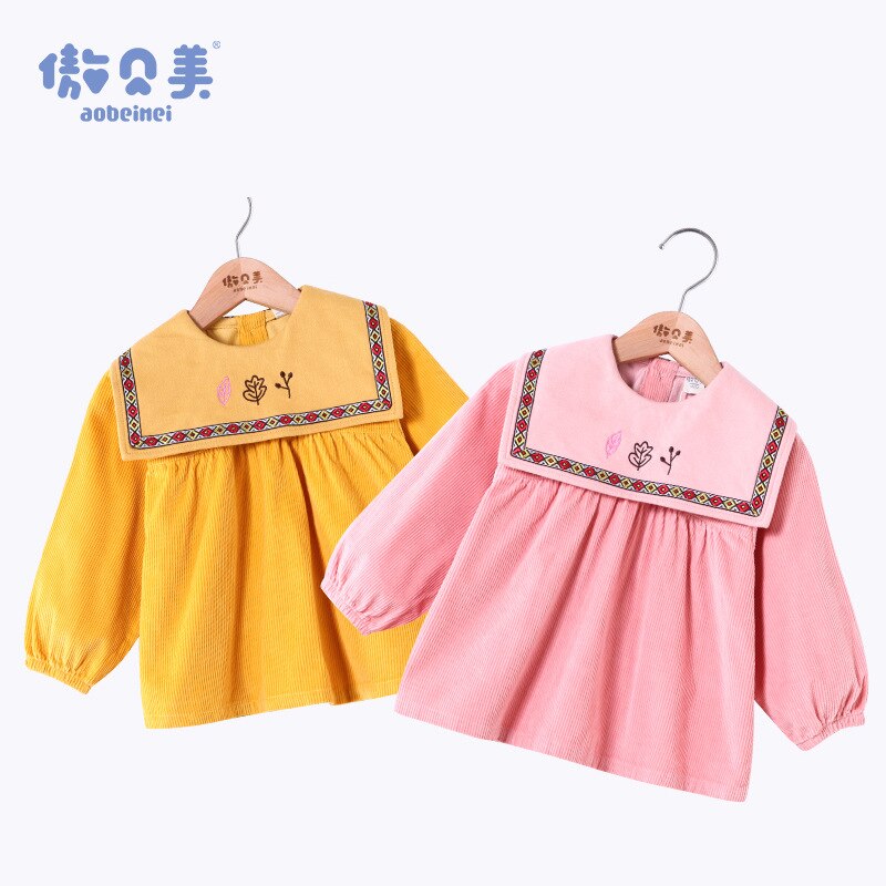 2021 Autumn And Winter New Children's Corduroy For Dinner Anti-Wearing Overalls Rice Pockets Children's Painting Cloth