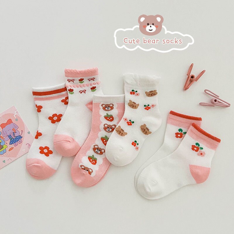 MILANCEL 2022 Spring New Baby Socks Korean Bear Kids Socks Cotton Casual Girls Socks
