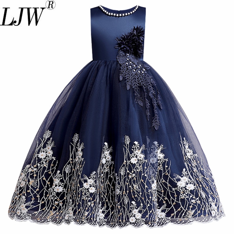 New 4-12 year old girl dress new year costume girl birthday wedding party beauty pageant sleeveless long princess dress Christma