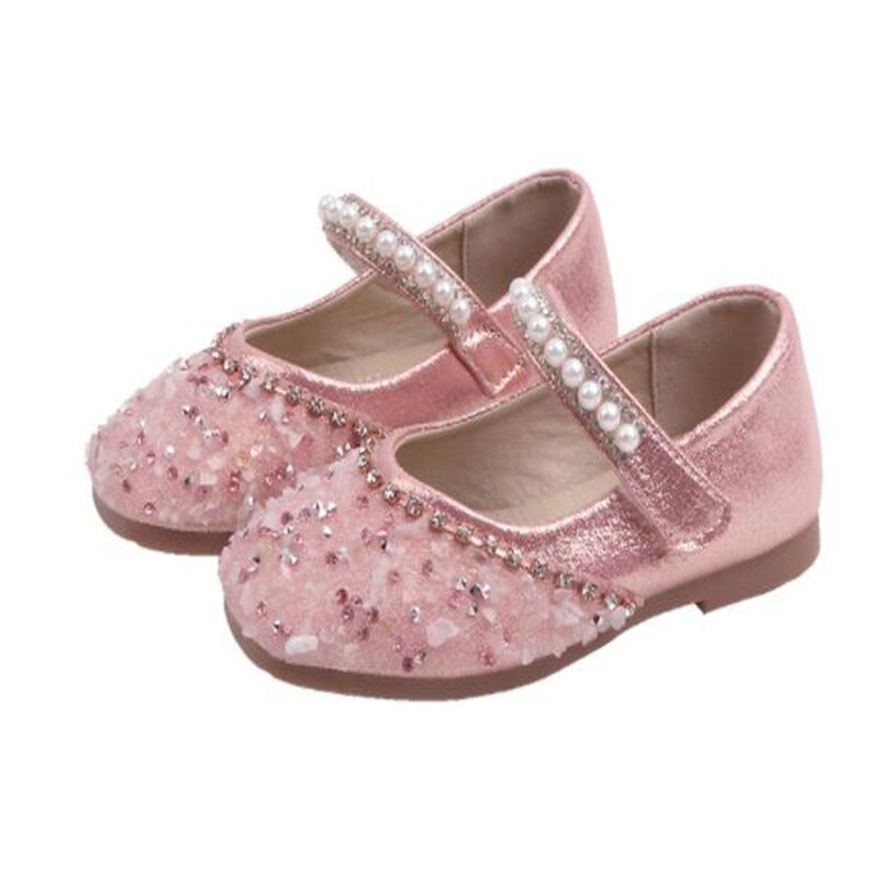 2022 spring new girls Pearl princess leather shoes girls' crystal shoes kids Casual shoes performance shining party shoes 2