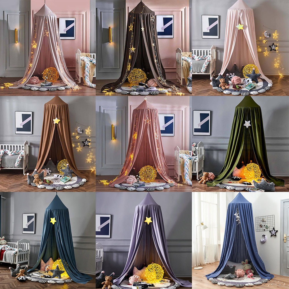 Children's Bed Canopy Baby Crib Bed Child Curtain Hung Dome Mosquito Net Kids Girl Boy Play Tent Living Room Bedroom Decora