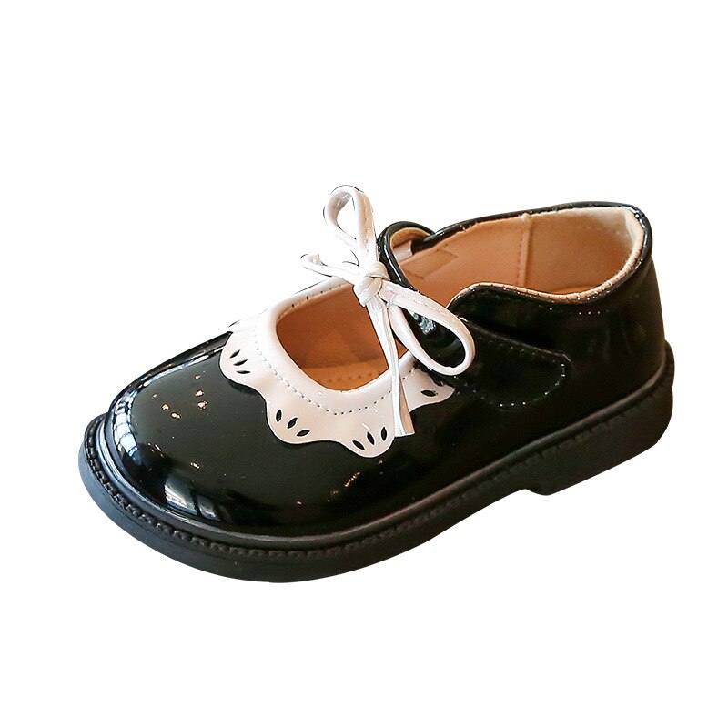 CUZULLAA Children Spring Autumn Casual Shoes 1-12 Year Baby Girls Princess Mary Jane Bow Dress Shoes Kids Leather Shoes 21-30