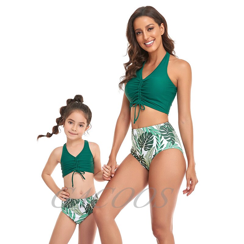 Women Sexy Bikini Swimsuit For Girls 2022 New Swimwear Mother Daughter Swim Outfits Children Clothes Family Matching Beach Suit