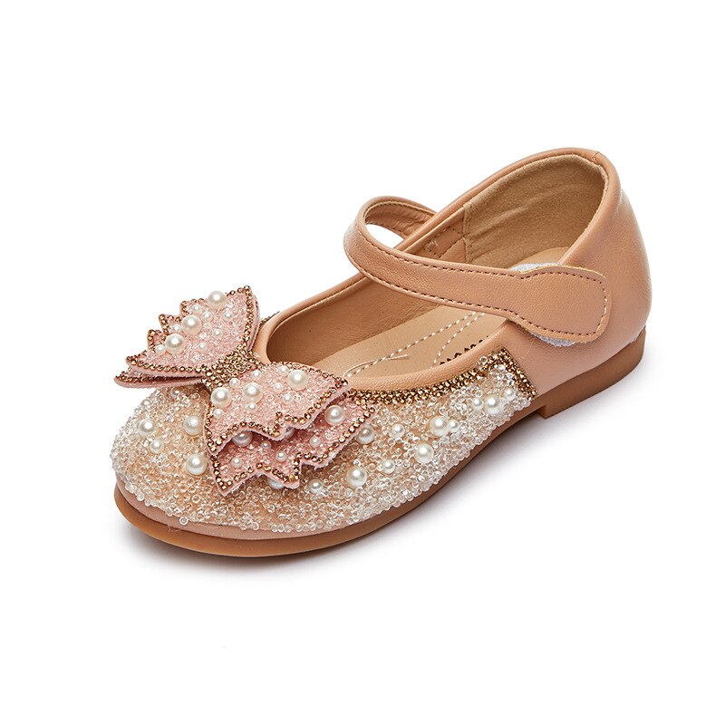 Prewalker Little Girls Shoes for Wedding Party Kids Dance Performance Rhinestone Crystal Princess Shoes Children Leather Shoes
