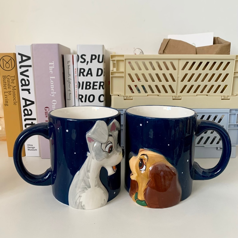 Disney Mug Lady and The Tramp Cartoon Couple Pair Cup Home Office Coffee Milk Breakfast Cups Boyfriend Girlfriend Lovers Gift