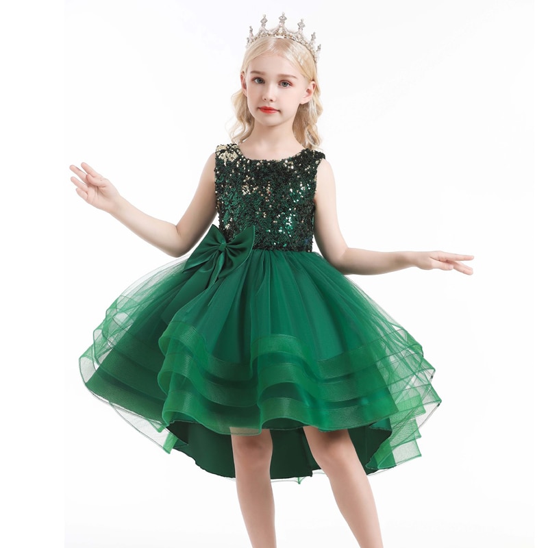4-12Y Girl's Birthday Party Sequin Dress Flower Girl Dresses for Weddings Princess Dress Holiday Evening Gown Voile