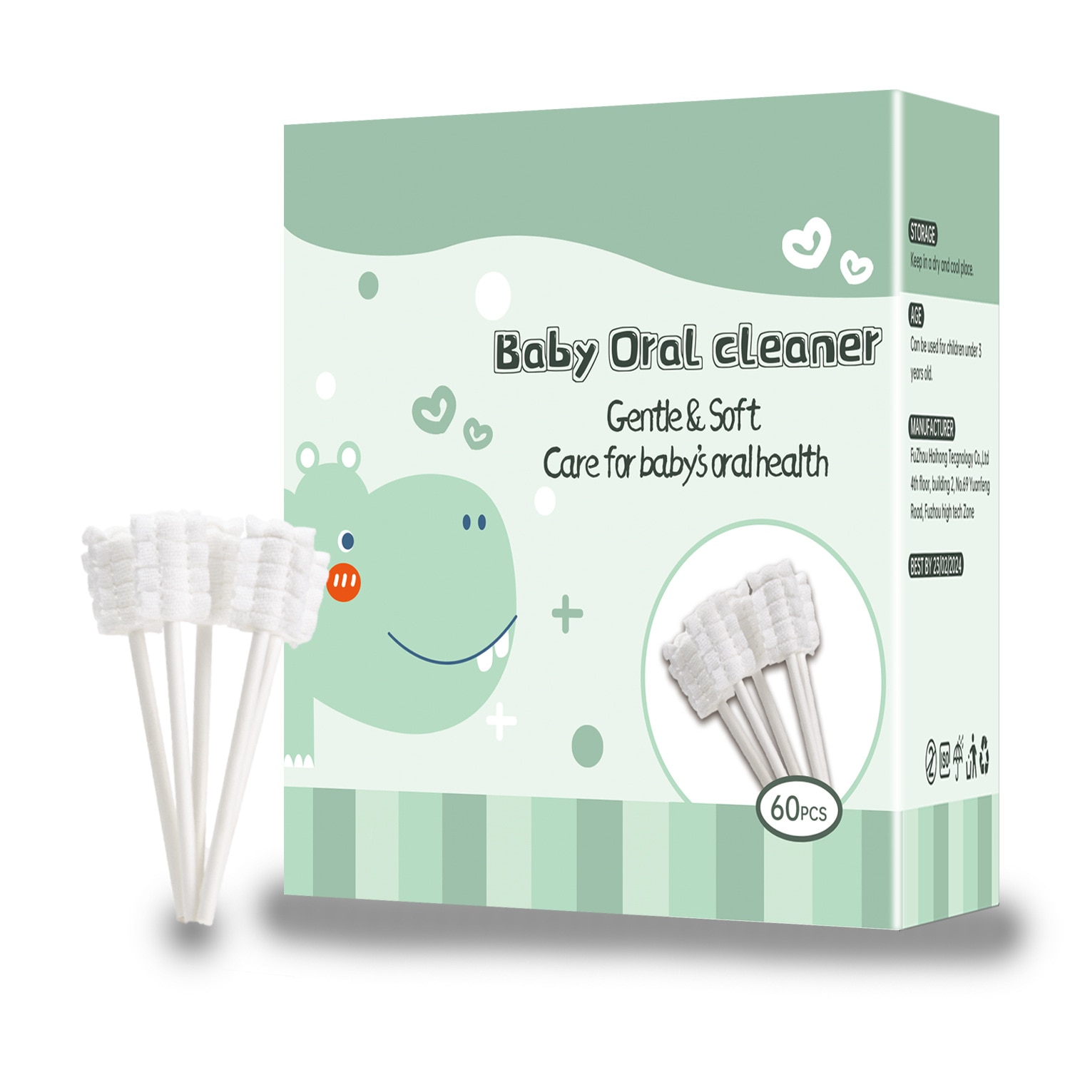 60PCS Baby Tongue Cleaner Disposable Gauze Toothbrush Paper Rod Infant Oral Cleaning Stick Oral Cleaning Stick Dental Care