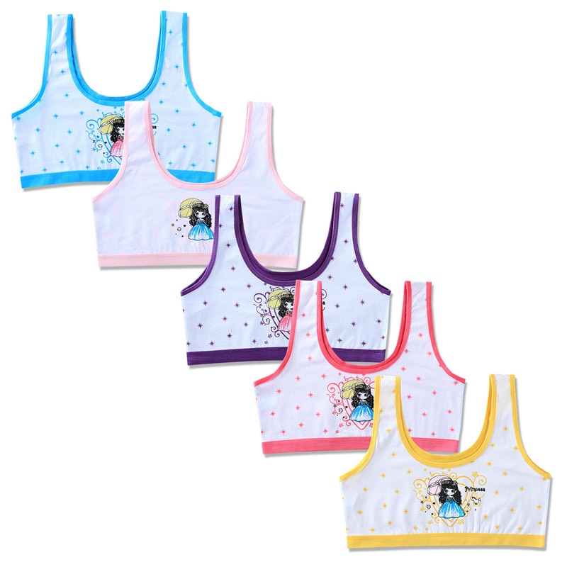 New Girl Bra Development Period Cartoon Princess Vest Suspenders Children Tube Top Students 8-16 Years Old Training Bra