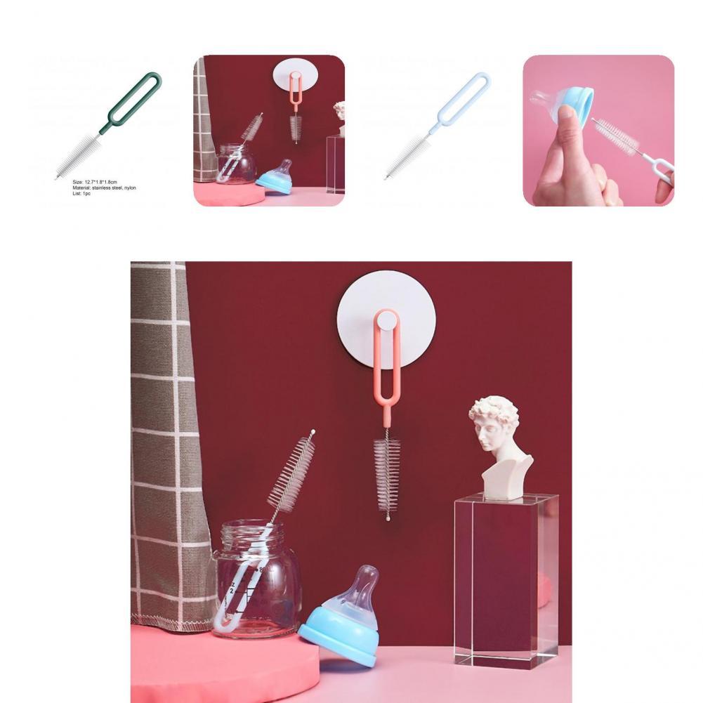 Nylon Unique Hanging Design Dense Bristle Baby Pacifier Brush Brush Anti-deform Cleaning Brush Effective for Household