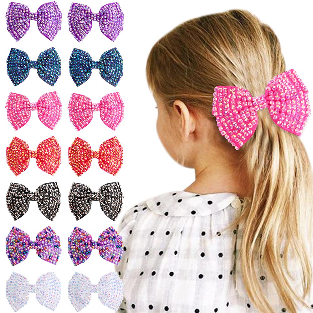 2pcs/set Colorful Diamond Bowknot Hair Pins for Baby Girls Hair Clip Pin for Girl Hair Headwear Baby Hair Accessories Barrettes