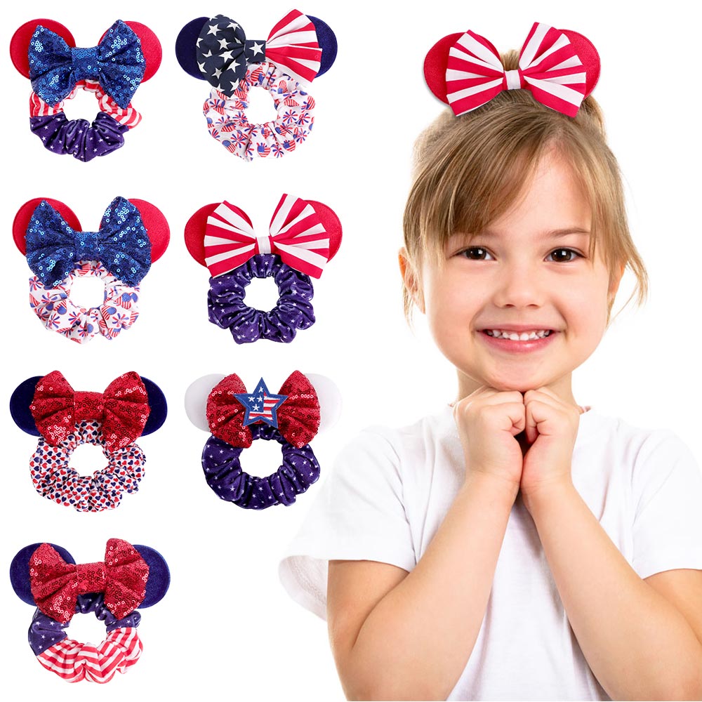 Baby Girls Elastic Hair Rope Ties Solid Color Bowknot Print Sweet Hair Decorate Scrunchie Fashion Hair Accessories New Hairband