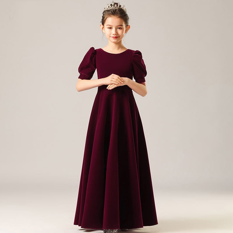 2023 elegant Velvet Long easter Dresses For Girls Children Princess carnival Costume kids Wedding party Ball Gown 10 12 14 Years