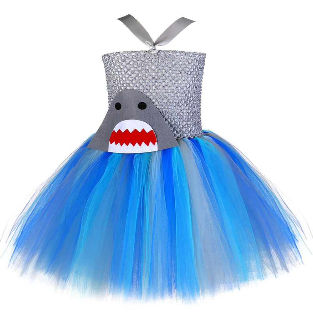 Baby Girls Shark Tutu Dress for Kids Halloween Costumes Children Animal Cosplay Dresses Toddler Girl Birthday Party Clothes Set