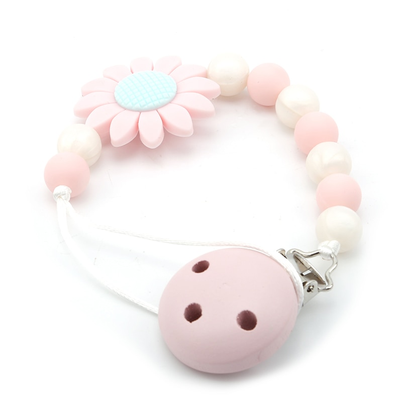 Baby Pacifier Clip Chains Beads Pacifier Holder Infant Toddler Crochet Beads Silicone Toy Leash Strap Feeding Teether Holder